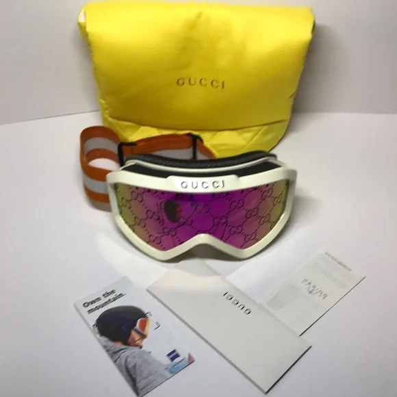 New Authentic Gucci GG Logo Ski/Snow Goggles Pink Iridescent Lens – New in Box - Picture 6 of 14